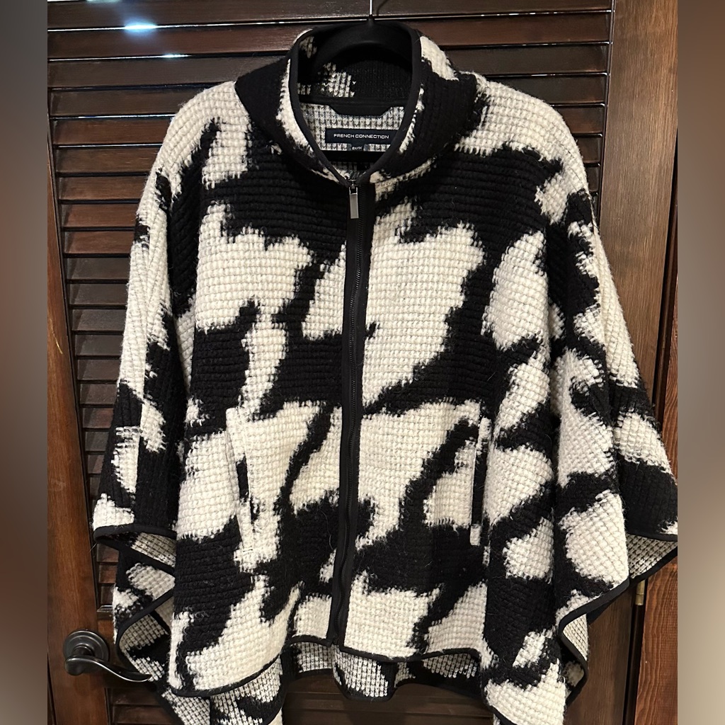 French Connection Colorblock Knit Cape  Poncho  Uk Brand